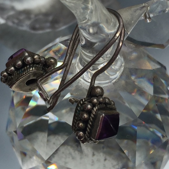 925 Silver and Amethyst Dangle Earings - Picture 5 of 8